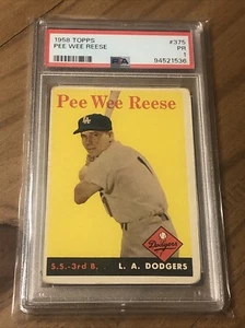 Pee Wee Reese 1958 Topps #375 PSA 1 HOF Dodgers Short Stop - Bild 1 von 3