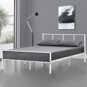 [en.casa] Metallbett 120x200 Weiß Bettgestell Design Bett Schlafzimmer Metall