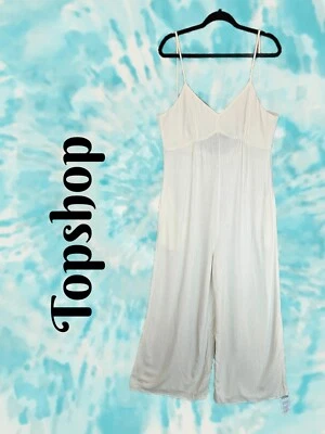 Mono Topshop para mujer talla 8 pierna ancha transparente espalda baja ropa de playa de gran tamaño-marfil Foto 1 de 4