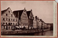Ghent, Belgium Boats River Houses 1880 Antique Cabinet Photo