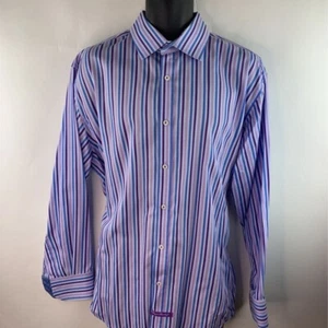 English Laundry Christopher Wicks Mens Button Up Shirt White Stripe 17 1/2 34/35 - Picture 1 of 9