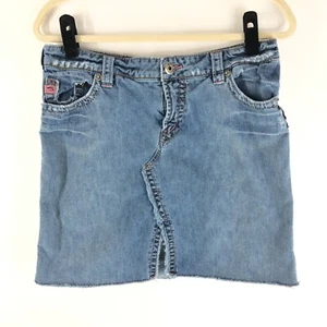 Silver Jeans Denim Mini Pencil Skirt Distressed Front Slit Size 29 - Picture 1 of 3