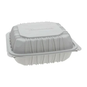 Pactiv EarthChoice 8.5 x 8.5 x 3.1 Vented, 3-Compartment Container | 146/Case - Picture 1 of 3