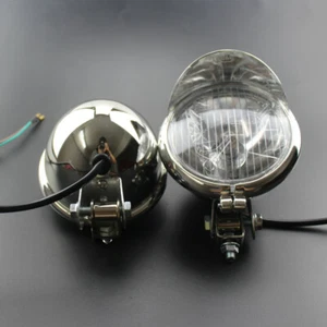 2Pcs Universal Motorcycles Bulb Passing Spot Fog Light 12V Headlight Old School - Picture 1 of 12