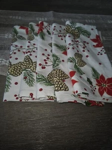 Set of 6 Christmas Holly & Pinecones Holiday Cloth Napkins 16.5” Square - Picture 1 of 4