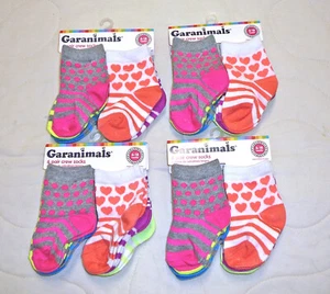 Lot 4pk 24pr Garanimal Crew Socks Print 6-18 mo Girls Baby Kids Children Toddler - Picture 1 of 4
