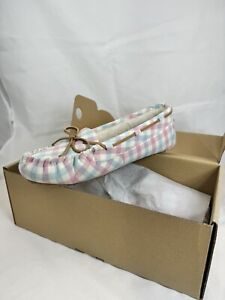 Vermont Country Store Pastel Pink Blue Plaid Cabin Slippers Size 11 New In Box