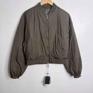 NWT Massimo Dutti Women's Reversible Bomber Jacket Olive Green Size Medium - Picture 1 of 12