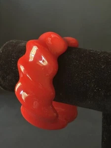 Vintage Retro Red Thick Wide Lucite Bangle Bracelet/Chunky - Picture 1 of 10