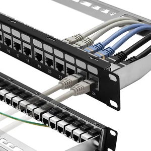 Patch Panel 24 Port Cat6A with Inline Keystone 10G Support, Coupler Patch - Picture 1 of 12