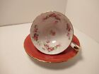 AYNSLEY ENG CHINA TEA CUP&amp;SAUCER ORANGE WI DELICATE PINK ROSES EXC. COND