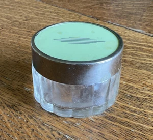 Contenitore in vetro polvere con coperchio vintage Art Decò Vanity - Foto 1 di 5