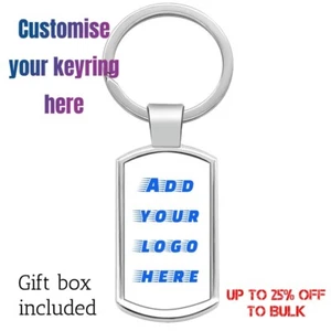 Personalised Businesses Metal Chrome Keyring Gift Customer Keys Birthday Gift - Foto 1 di 3