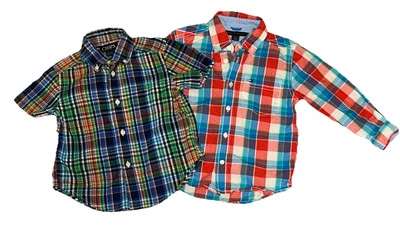 Lote de 2 Camisas Tommy Hilfiger Niños 2T Abotonadas Manga Corta y Larga Chaps Foto 1 de 4