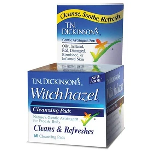 T.N. Dickinsons Witch Hazel Cleansing Pads Cleans & Refreshes 60 Count - Picture 1 of 3