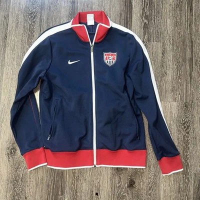 USA Soccer Jacket Mens L Blue Red White Full Zip Nike USMNT Crest 00s Football - Image 1 of 4