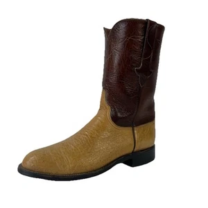 Lucchese Classic Roper Men’s 8.5 Brown Tan Western Ostrich Leather Cowboy Boots - Picture 1 of 10