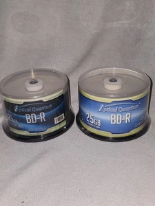100 Optical Quantum 4x 25GB Blue Blu-ray BD-R Logo Top Disc Blank CDs - Picture 1 of 8
