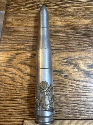 Original WW2 Trench Art Shell MARKED Artillery Shell Federal Eagle Money Safe - Image 1 of 4