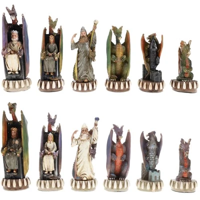 WE Games Hand Painted Dragon Themed Chess Pieces with 4.7 in. King. - Image 1 of 4