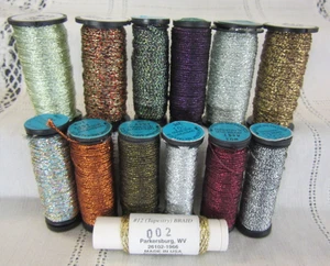 14 Kreinik Metallics #12 Braid Tapestry Embroidery Craft Thread mixed color lot - Picture 1 of 11