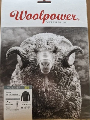 Woolpower Östersund Zip Turtleneck 400 XL Anthracite Mid Layer Merino Wool NEU - Bild 1 von 2