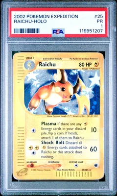 PSA 1 2002 Expedition Raichu Holo Foil 25/165 WOTC E-Reader Series Pokemon - Image 1 of 2