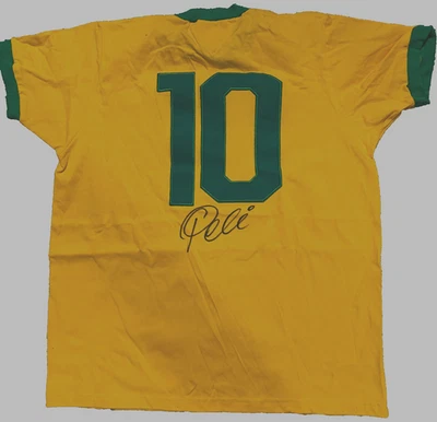 Camiseta de fútbol personalizada firmada por Pelé de Brasil autografiada certificado de autenticidad de ADN de PSA Foto 1 de 4