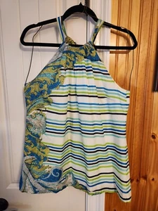 GORGEOUS! TOMMY BAHAMA WOMEN'S COTTON/SILK HALTER BLOUSE SIZE M - Picture 1 of 4
