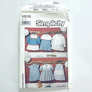 SIMPLICITY Pattern 9808 Size 4 vintage little girl dresses jumpers  - Picture 1 of 2