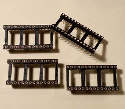 4 supports circuits intégrés DIP28 - contacts tulipe dorés, bas profil - AUGAT