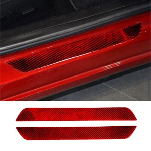2×Red Carbon Fiber Front Door Sill Scuff Guard Trim for Tesla Model 3 /Y 2017-23 - Picture 1 of 12