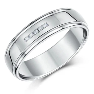 6mm Sterling Silver Diamond Set Wedding Engagement Ring Solid & Hallmarked 92 - Picture 1 of 2