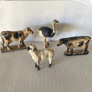 Vintage USA Black Rubber Cow Ostrich Sheep Animal Figure Toy Schleich mixed LOT - Picture 1 of 15