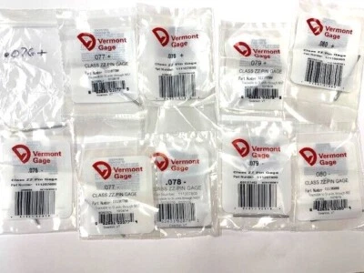 VERMONT GAGE PIN GAGE CHOOSE FROM .076 .077 .078 .079 .080 PLUS OR MINUS 1PC