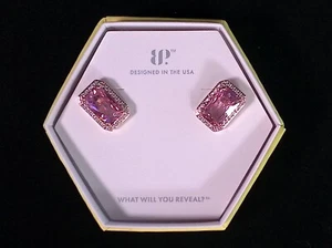 Bomb Party Earrings “Regal In Every Way” ER46616 Rose Quartz CZ Rose Gold - Picture 1 of 4