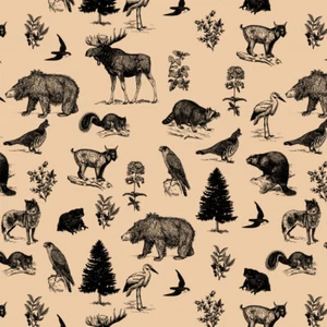 Forest Animals Pattern Moose Bear Wolf Premium Roll Gift Wrap Wrapping Paper - Picture 1 of 3