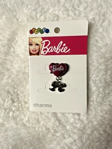 Rare!! (Extremely!) BARBIE PINK GLITTERY HEART Dangle  Shoe Charm (Jibbitz) - Picture 1 of 6