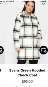 Ladies Plus Size Green Mix Check Hooded Coat Size 22 NEW RRP £85 - Picture 1 of 8
