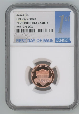2022 S 1C Lincoln Cent First Day of Issue NGC PF70 RD U.C. ( FIST LABEL 1ST) Cover