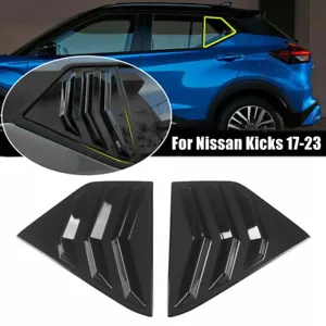 Gloss Black Rear Side Window Scoop Louver Cover Trim For Nissan Kicks 2017-2023 - Foto 1 di 9