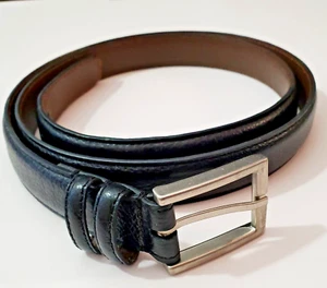 Cinturón Hombre Cuero Negro Talla 50-52 1" Ancho Guijarro Acero Cepillado Hebilla Cuadrada - Imagen 1 de 8