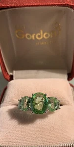 Estate Peridot Band Ring 18kt. Gold Over Sz 7 - Picture 1 of 2