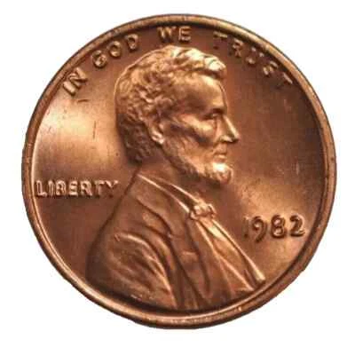 1982 P   Large Date Copper Lincoln Memorial Cent - BU - Image 1 of 2