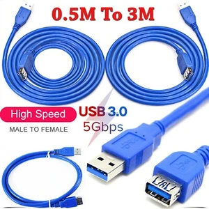 LOTE de cables extensores de extensión USB 3,0 macho a hembra sincronización de datos de 0,5 m a 5 m - Imagen 1 de 11