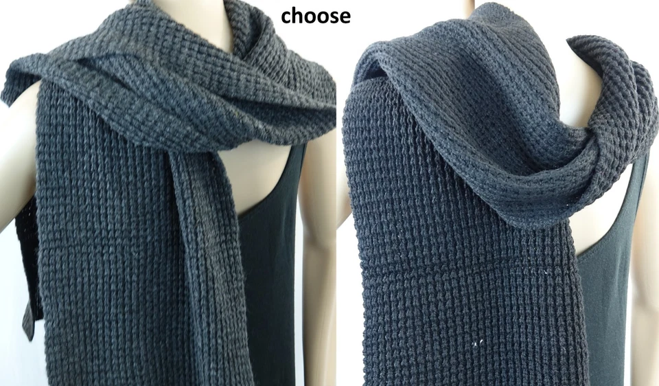 Bufanda Ryan Seacrest Waffle tejida gris carbón o negra nueva con etiquetas, O/S Foto 1 de 1