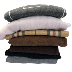 7 Piece Lot 100% Cashmere Sweater Craft Cutter Repurpose Recycle Brown Gray Pink - Picture 1 of 12