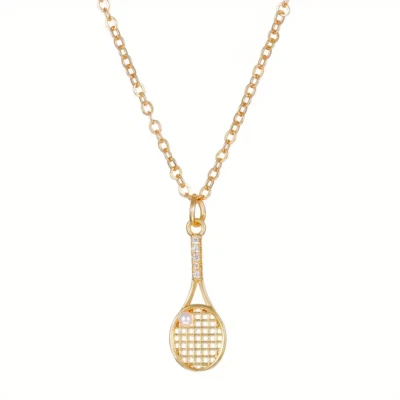 Raqueta de Tenis Collar Dorado Joyería Deportes Atlético Fitness Colgante Foto 1 de 4