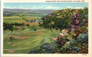 LA CROSSE, Wisconsin WI North from GRANDAD BLUFF birds eye view Postcard - Picture 1 of 2