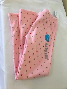 NWT Carter's Cozy Fleece Hearts Leggings Girls Pink - Picture 1 of 1